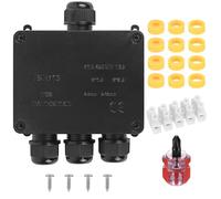IP68 Waterproof Junction Box Outdoor, External Electrical Cable Connectors Outdoor, Electrical Junction Box Enclosure for 4-8/8-12/10-14 mm Diameter Connection Wire Connectors(Black) (4-Way)