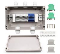 IP68 Waterproof Junction Box, SRJQXH 2 In 3 Out, Dust-Proof and Sun-Proof, with Guide Rail, UK2.5B Terminal, Grounding Terminal, Fixing Seat, Baffle, Connecting Strip, Marking Seat, Marking Strip
