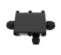 IP68 Waterproof Junction Box Three-Way Cable Connector with ABC Connectors for Outdoor Electrical Wire Management Black Plastic Housing