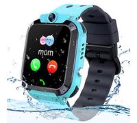 IP68 Waterproof Kids Smartwatch with GPS Tracker, Phone Alarm Clock, Game Camera, Compatible with 2G T-Mobile, Birthday Gift (Blue)
