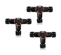 IP68 Waterproof T-Shaped 3-Pin Cable Connector for 3-Core Wires, M20 Thread, ABS/PVC Housing, 6-12mm OD, 0.5-2.5mm², 400V/16A, 3-Pack (8-12mm)