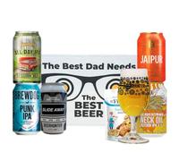 IPA Craft Beer 'Best Dad' 5 Can Set with Branded Glass & Pub Snacks - Founder's, BrewDog, Thornbridge, Beavertown and Seven Bro7hers, Gifts for Dad, Gifts for Men, Birthday Hamper