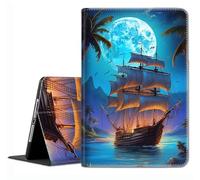 iPad 10.2/10.5 Case, iPad 9th/8th/7th Generation Case, iPad 10.2 inch 2021/2020/2019 Case, iPad Air 3rd Gen/Pro 10.5" - Slim Fit Standing Cover with Auto Sleep/Wake，Pirate Ship Moon 4