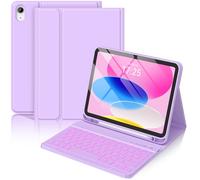 iPad 10th Generation Keyboard Case 10.9“2022, Slim Smart Keyboard Case for iPad 10th Gen 2022,Detachable Wireless Keyboard,Pencil Holder（Purple）