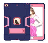 iPad 11 inch (2018/2020/2021/) iPad Air4 10.9 (2020)/iPad Air5 10.9 (2022 production case with kickstand, durable heavy shock absorber, hard hybrid three-layer protective cover. Navy Blue e+Roleed