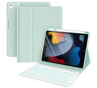 iPad 7th/8th/9th Generation Case with Keyboard 10.2-inch 2019/2020/2021, iPad Air 3rd/Pro 10.5-inch 2017 Compatible, 7 Color Backlit Keyboard Detachable with Pencil Holder (Mint Green)