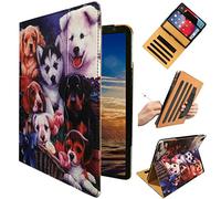 ipad 7th Generation case 10.2, ipad Handle Hand Strap Stand Folio Case with Sleep/Wake Function for iPad 10.2 Inch 2019 Released, Dogs