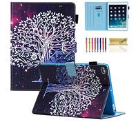 iPad 9.7 Inch 2018/2017 Air 2 Case, Dteck PU Leather Folio Foldable Adjustable Stand Auto Wake/Sleep Smart Wallet Case for Apple 6th 5th Generation, 1/2, Galaxy Tree