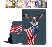 iPad 9.7 inch 2018/2017 Case, iPad Air Case, iPad Air 2 Case, Pro 9.7 Case, PU Leather Magnetic Stand Smart Cover with Auto Sleep Wake Case for iPad 6th/5th Gen, Patriotic Bald Eagle American Flag