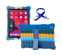 IPad 9.7 inch case for Boys Girls, UFAINEI iPad 5th/6th Generation 2017/2018 Case with Kickstand, Shoulder Strap and Pencil Holder, Popit Case for iPad Pro 9.7 inch ipad air 1&2-Rainbow Deep Blue