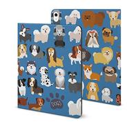 iPad 9th/Air 5th Generation and Pro 11 Inch Case - Cute Dogs Puppy Print With Pencil Holder & Stand (10.2/10.9 Inch, TPU Leather)