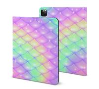 iPad 9th Generation Case, iPad Air 5th Generation Case, Rainbow Mermaid Scales Print iPad Pro 11 Inch iPad Case 10.2 Case 10.9 Case with Pencil Holder & Stand (TPU Leather)