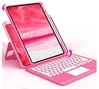 iPad Air 4th Generation Pro 11 3rd 2nd Generation Vertical Keyboard Case with Touchpad Cute Color Keyboard Magnetic Clear Back Cover Detachable BT Touch Keyboard for iPad 10.9 11 inch (Purple)