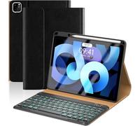 iPad Air 5th 4th Generation Leather Case with 10.9 Inch Keyboard, Pro 11 4th/3rd/2nd/1st Keyboard Case with Pencil Holder 2022/2021/2020/2018, Wireless Backlit Keyboard
