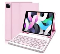 iPad Air 5th Generation Keyboard Case 10.9“2022, Slim Smart Keyboard Case for iPad Air 5th Gen 2022/Air 4th Gen 2020 10.9 Inch/Pro 11 2018, Detachable Wireless Keyboard with Pencil Holder (Pink)