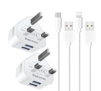 iPad Charger,2 Pack Apple i Pad USB C/Lightning Cable and Plug 5V/2.1A Charge for Pro 12.9 11 13 inch 4th 5th 6th M4 Generation/Air 4th 5th Gen M2 M3/Mini 4 5 6 A17 Pro/Pad 7th 8th 9th 10th A16 11th