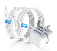 iPad Charger and Plug, 40W (20W+20W) USB C Charger 2-Port USB C Plug with USB C/Lightning Cable for iPad Pro 13/12.9/11 inch(2024-2018)/Air 4th 5th M2 M3/Mini 4 5 6 A17 Pro/Pad 7th 8th 9th 10th A16