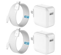 iPad Charger Fast Charging 10FT, 2-Pack 12W USB Charger Block Foldable Plug with 10FT USB Fast Charging Cable for iPhone, iPad 9/8/7/6/5/4th, iPad mini 5/4/3/2/1, iPad Air 3/2/1