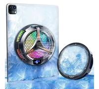iPad Cooler Magnetic Tablet Fan Cooler with LED Display for MacBook/Surface pro/Samsung Tab/Steam Deck,Universal Semiconductor Radiator for Desk Work, Gaming, Streaming Live, Watch Movie, Black