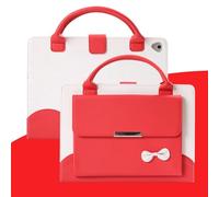 IPad handbag protective case, suitable for 10.2/10.5 universal, Techcircle cute bow flip wallet, slim flip stand, dual leather carrying bag with pockets, automatic wake-up/sleep, red