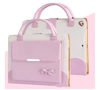 IPad handbag protective case, suitable for iPad 9.7 universal, Techcircle cute bow flip wallet, slim flip stand, dual leather carrying bag with pockets, automatic wake-up/sleep, pink