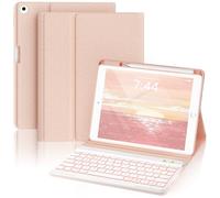 iPad Keyboard Case for iPad Air 2nd Generation 9.7 inch 2014, iPad 5th Gen 2017 Smart Keyboard Case Built in Pencil Holder Case for iPad 6th Gen 2018 with Blacklit BT Wireless Keyboard Folio(9.7 Pink)