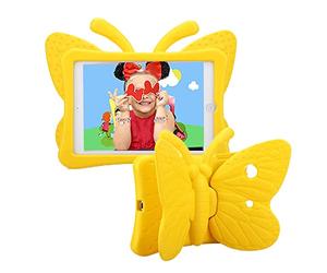 iPad Mini Case for Kids, Cute Butterfly Wing Double as Stand Light Weight Kid-proof Durable EVA Foam Protective Tablet Bumper Cover for Apple iPad mini 1/2/3/4 - Yellow