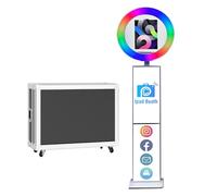 iPad Photo Booth with Flight Case,Compatible with iPad for 10'' to 13'' iPad Ring Light,Selfie Photo Booth with RGB Lights,for Youtube,Video,Tiktok Live (White Machine, Style A)