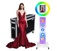 iPad Photo Booth with Flight Case,Compatible with iPad for 10'' to 13'' iPad Ring Light,Selfie Photo Booth with RGB Lights,for Youtube,Video,Tiktok Live (White Machine, Style E)