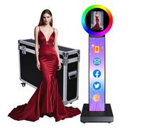 iPad Photo Booth with Flight Case,Compatible with iPad for 10'' to 13'' iPad Ring Light,Selfie Photo Booth with RGB Lights,for Youtube,Video,Tiktok Live (Black Machine, Style E)