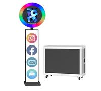 iPad Photo Booth with Flight Case,Compatible with iPad for 10'' to 13'' iPad Ring Light,Selfie Photo Booth with RGB Lights,for Youtube,Video,Tiktok Live (Black Machine, Style B)