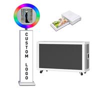 iPad Photo Booth with Flight Case,Compatible with iPad for 10'' to 13'' iPad Ring Light,Selfie Photo Booth with RGB Lights,for Youtube,Video,Tiktok Live (White Machine+Mini Printer, Style B)