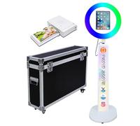 iPad Photo Booth with Flight Case,Compatible with iPad for 10'' to 13'' iPad Ring Light,Selfie Photo Booth with RGB Lights,for Youtube,Video,Tiktok Live (White Machine+Mini Printer, Style D)