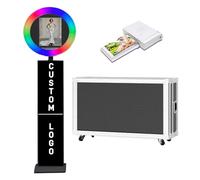 iPad Photo Booth with Flight Case,Compatible with iPad for 10'' to 13'' iPad Ring Light,Selfie Photo Booth with RGB Lights,for Youtube,Video,Tiktok Live (Black Machine+Mini Printer, Style A)