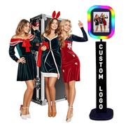 iPad Photo Booth with Flight Case,Compatible with iPad for 10'' to 13'' iPad Ring Light,Selfie Photo Booth with RGB Lights,for Youtube,Video,Tiktok Live (Black Machine, Style G)