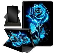 iPad Pro 11 Inch 2024 Case - 360 Degree Rotating Stand Smart Protective Cover with Glitter Roses Flower Pattern