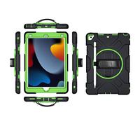 iPad Pro 12.9 2018/2020/2021 Generation Case with Screen Protector Pencil Holder Kickstand 360 Rotating Hand Strap Hand Strap Kickstand Robust Protective Case (Green)