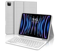 iPad Pro 12.9 6th/5th/4th/3rd Generation Keyboard Case - Wireless Bluetooth Detachable UK Layout Keyboard Folio Cover with Pencil Holder for iPad Pro 12.9 2022/2021/2020/2018, Grey