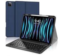 iPad Pro 12.9 6th/5th/4th/3rd Generation Keyboard Case - Wireless Bluetooth Detachable UK Layout Keyboard Folio Cover with Pencil Holder for iPad Pro 12.9 2022/2021/2020/2018, Dark Blue
