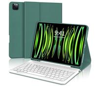 iPad Pro 12.9 6th/5th/4th/3rd Generation Keyboard Case - Wireless Bluetooth Detachable UK Layout Keyboard Folio Cover with Pencil Holder for iPad Pro 12.9 2022/2021/2020/2018, Dark Green