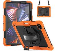 iPad Pro 12.9 Case 3rd/4th/5th Generation 2018/2020/2021, Rugged Shockproof Protective Case with 364 Rotating Stand, Handle, Shoulder Strap