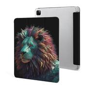 iPad Pro 2020、2021、2022 Case 12.9 Inch with Pencil Holder Abstract 3D Art Lion Trifold Stand Protective Slim Back Shell Auto Wake Sleep
