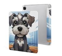 iPad Pro 2020、2021、2022 Case 12.9 Inch with Pencil Holder Adorable Schnauzer Trifold Stand Protective Slim Back Shell Auto Wake Sleep