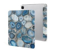 iPad Pro 2020、2021、2022 Case 12.9 Inch with Pencil Holder Agate Slice Pattern Trifold Stand Protective Slim Back Shell Auto Wake Sleep
