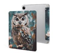 iPad Pro 2020、2021、2022 Case 12.9 Inch with Pencil Holder Animal Cute Owl Trifold Stand Protective Slim Back Shell Auto Wake Sleep