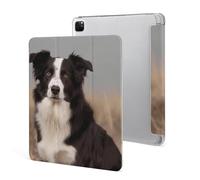 iPad Pro 2020、2021、2022 Case 12.9 Inch with Pencil Holder Border Collie Trifold Stand Protective Slim Back Shell Auto Wake Sleep