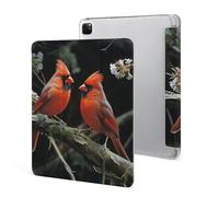 iPad Pro 2020、2021、2022 Case 12.9 Inch with Pencil Holder Cardinals Birds Fauna Wild Trifold Stand Protective Slim Back Shell Auto Wake Sleep