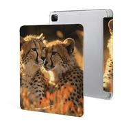 iPad Pro 2020、2021、2022 Case 12.9 Inch with Pencil Holder Cheetah Love Trifold Stand Protective Slim Back Shell Auto Wake Sleep