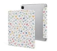 iPad Pro 2020、2021、2022 Case 12.9 Inch with Pencil Holder Contains Many Hearts Trifold Stand Protective Slim Back Shell Auto Wake Sleep