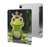 iPad Pro 2020、2021、2022 Case 12.9 Inch with Pencil Holder Crown Frog Trifold Stand Protective Slim Back Shell Auto Wake Sleep